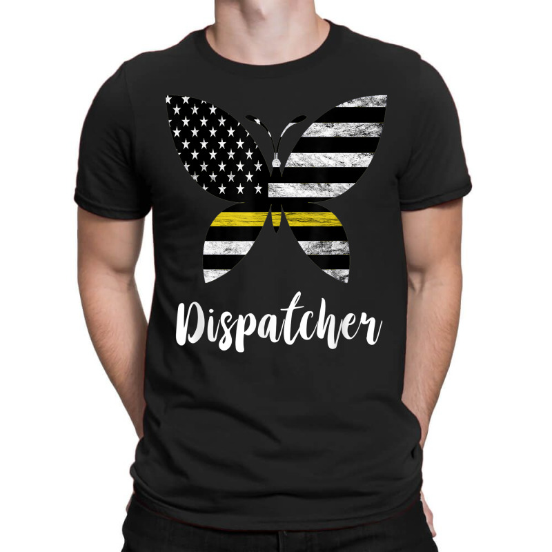 Dispatcher Usa America Flag Butterfly Freedom 911 Operator T-shirt | Artistshot