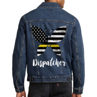 Dispatcher Usa America Flag Butterfly Freedom 911 Operator Men Denim Jacket | Artistshot