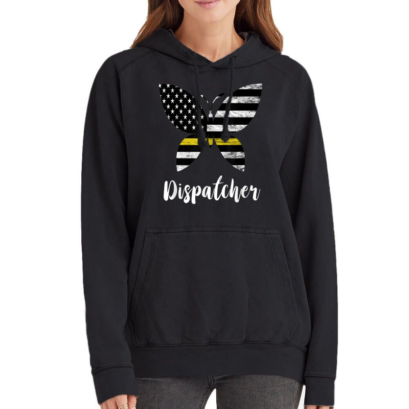 Dispatcher Usa America Flag Butterfly Freedom 911 Operator Vintage Hoodie | Artistshot