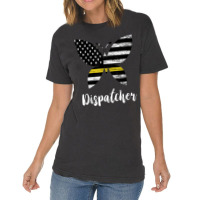 Dispatcher Usa America Flag Butterfly Freedom 911 Operator Vintage T-shirt | Artistshot