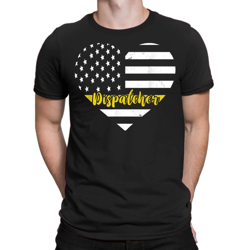 Dispatcher Vintage Heart Thin Yellow Line Dispatch Usa Flag T-shirt | Artistshot