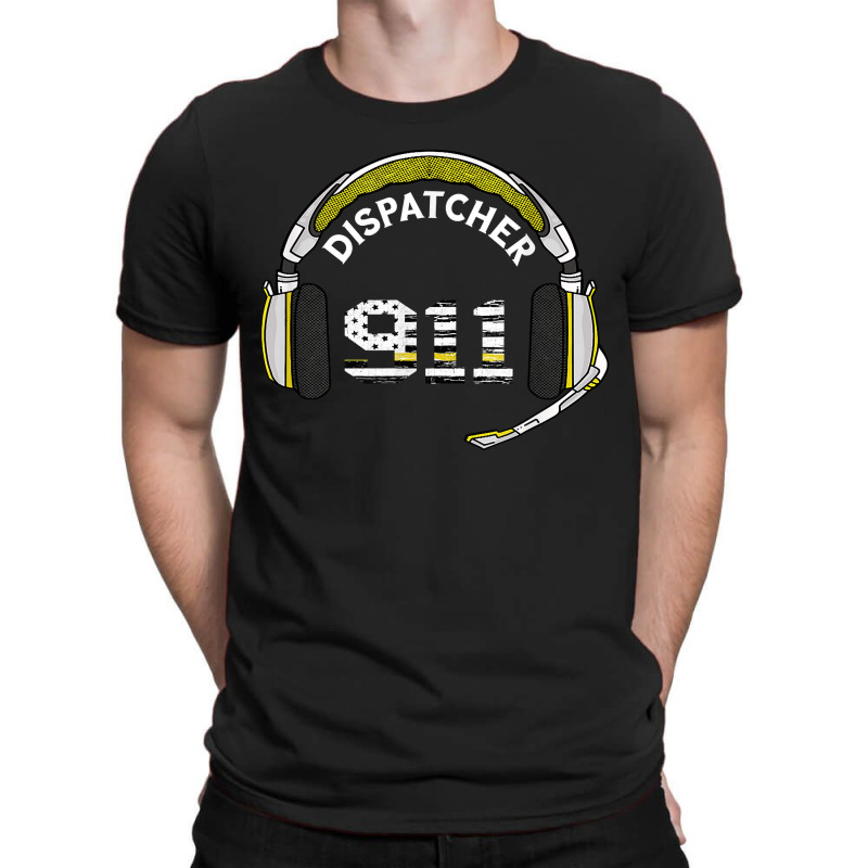 Dispatcher Vintage Usa Flag 911 Operator Call Headset Line T-shirt | Artistshot