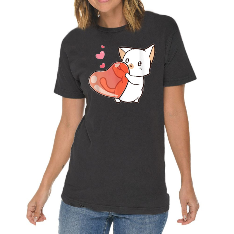 Cute Feline Kitten Cat Owner Heart Hearts Day Valentines Day Vintage T-shirt | Artistshot