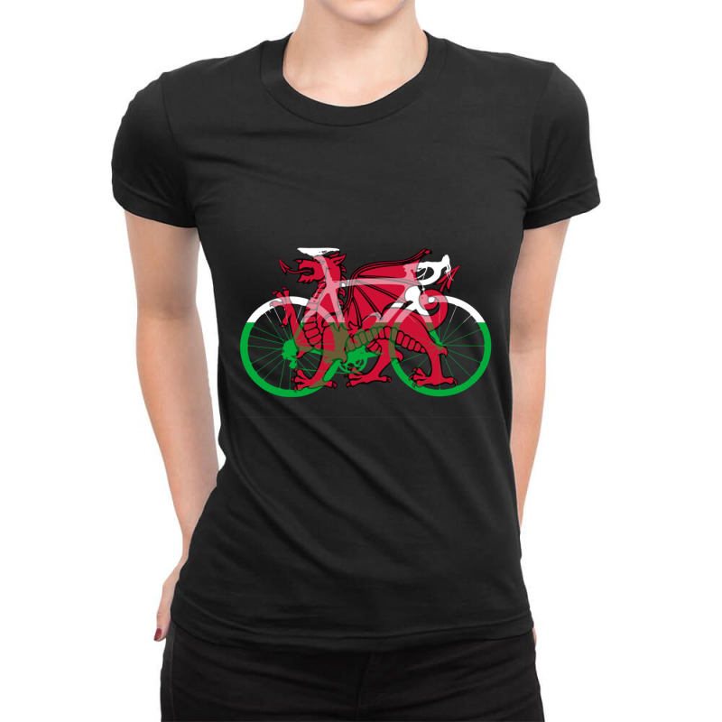 Bike Flag Wales (big) V2 Ladies Fitted T-Shirt by cm-arts | Artistshot