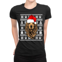 Ugly Sweater Christmas Cocker Spaniel Santa Hat Pajama Xmas Ladies Fitted T-shirt | Artistshot