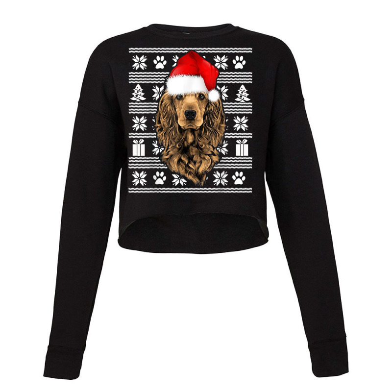 Ugly Sweater Christmas Cocker Spaniel Santa Hat Pajama Xmas Cropped Sweater by Trend | Artistshot