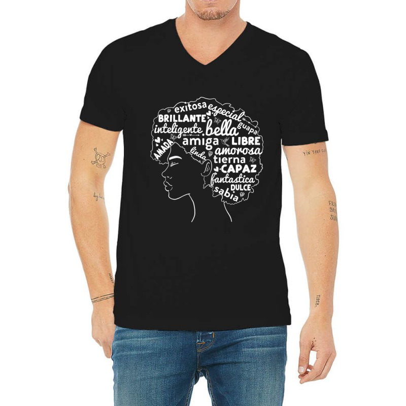 Womens Afro Latina Pride Gifafro-latino Black History Month Men Women V-Neck Tee by KhalilDesign | Artistshot