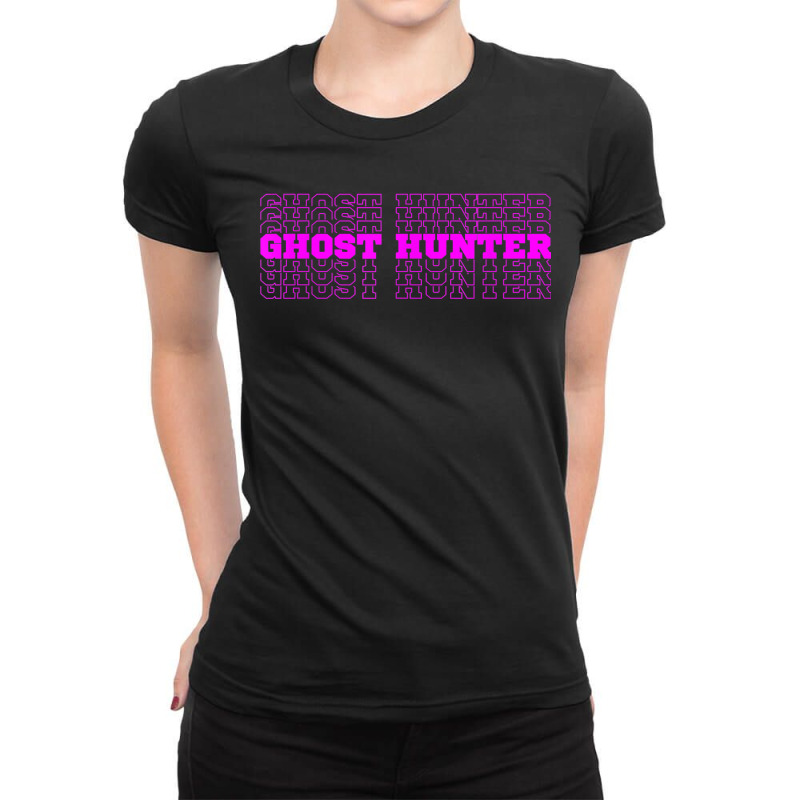 Stacked Purple Ghost Hunter Font Investigator Of Paranormal Ladies Fitted T-Shirt by DenningtonTyair | Artistshot