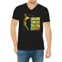 Vintage Golf Swing Swear Drink Repeat Love Golfing Golfer T Shirt V-neck Tee | Artistshot