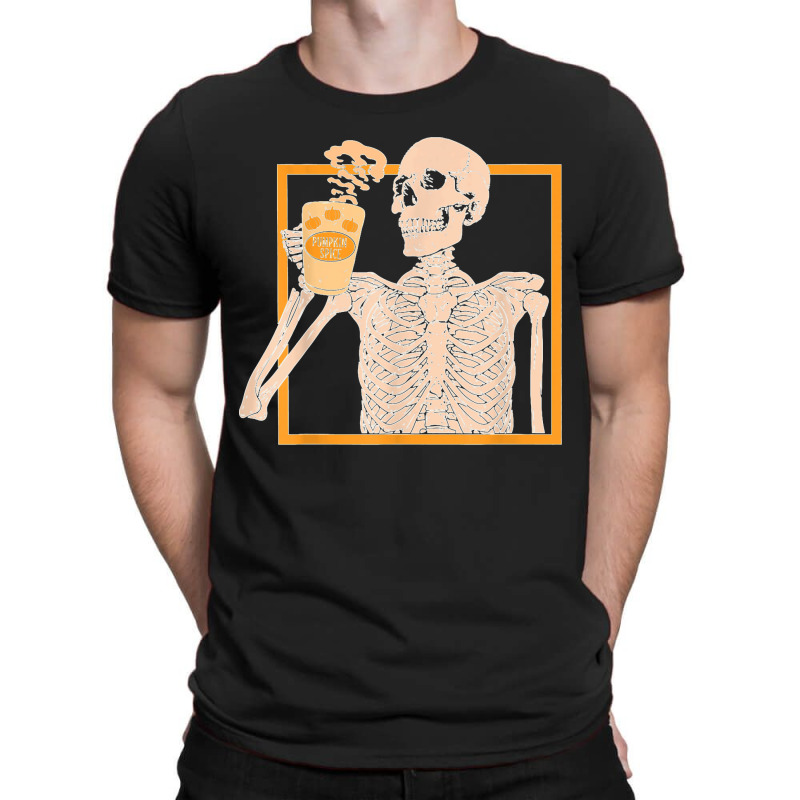 Vintage Halloween Skeleton Pumpkin Spice Latte Syrup Creamer T Shirt C T-shirt | Artistshot