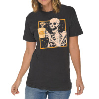 Vintage Halloween Skeleton Pumpkin Spice Latte Syrup Creamer T Shirt C Vintage T-shirt | Artistshot