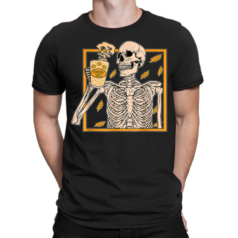 Vintage Halloween Skeleton Pumpkin Spice Latte Syrup Creamer T Shirt C T-shirt | Artistshot