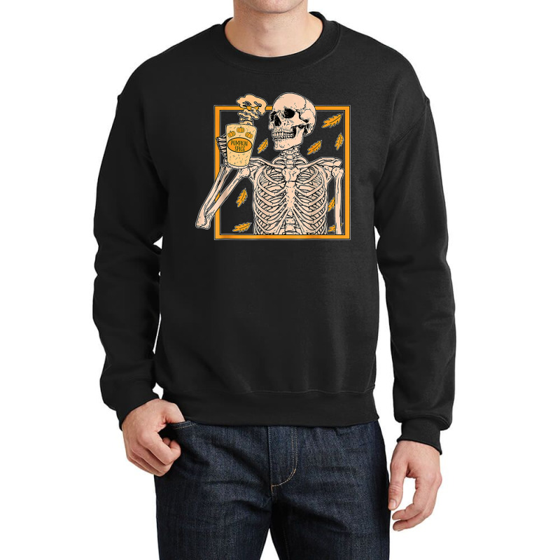 Vintage Halloween Skeleton Pumpkin Spice Latte Syrup Creamer T Shirt C Crewneck Sweatshirt | Artistshot