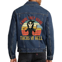 Vintage I Hope They Serve Tacos In Hell Halloween Costume T Shirt Men Denim Jacket | Artistshot