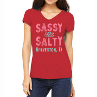 Galveston Texas Sassy And Salty Souvenir T Shirt Women's V-neck T-shirt | Artistshot