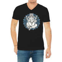 Hindu Elephant God Ganesha Tshirt  Oriental India Henna Tee V-neck Tee | Artistshot