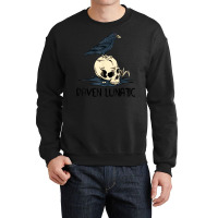 Raven Lunatic Fun Bird Skull Goth Gothic Halloween Costume Crewneck Sweatshirt | Artistshot