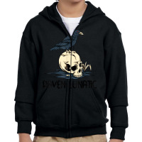 Raven Lunatic Fun Bird Skull Goth Gothic Halloween Costume Youth Zipper Hoodie | Artistshot