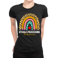 Sterile Processing Technician Leopard Rainbow Healthcare Ladies Fitted T-shirt | Artistshot