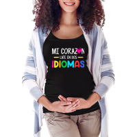 Womens Mi Corazon Late En Dos Idiomas, Bilingual Spanish Teacher V Nec Maternity Scoop Neck T-shirt | Artistshot