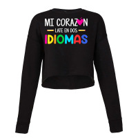 Womens Mi Corazon Late En Dos Idiomas, Bilingual Spanish Teacher V Nec Cropped Sweater | Artistshot