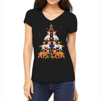 Xmas Lighting Santa English Cocker Spaniel Christmas Tree Women's V-neck T-shirt | Artistshot