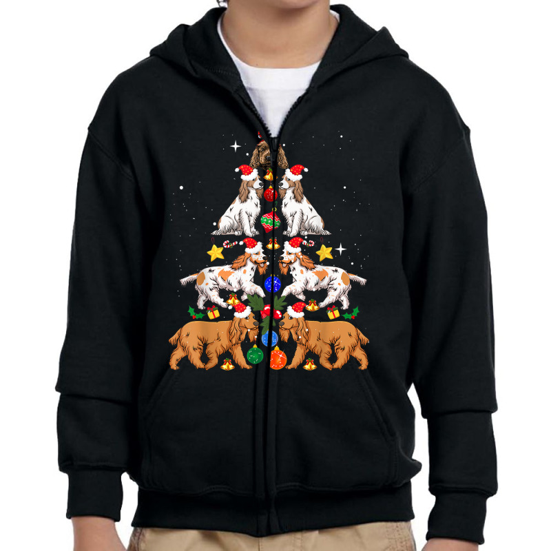 Xmas Lighting Santa English Cocker Spaniel Christmas Tree Youth Zipper Hoodie by Lambent | Artistshot