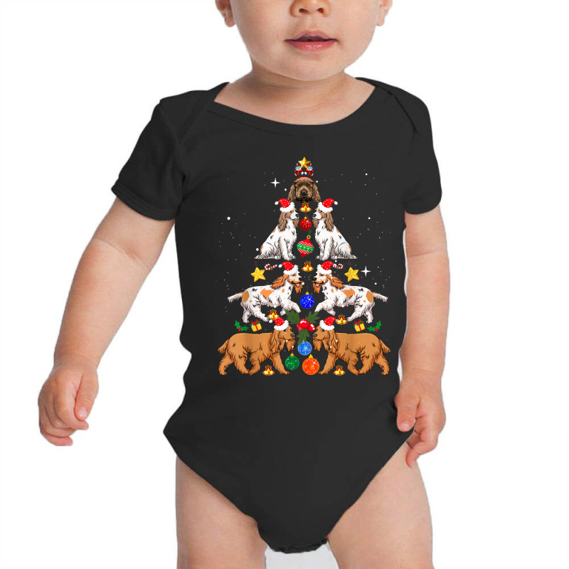 Xmas Lighting Santa English Cocker Spaniel Christmas Tree Baby Bodysuit by Lambent | Artistshot