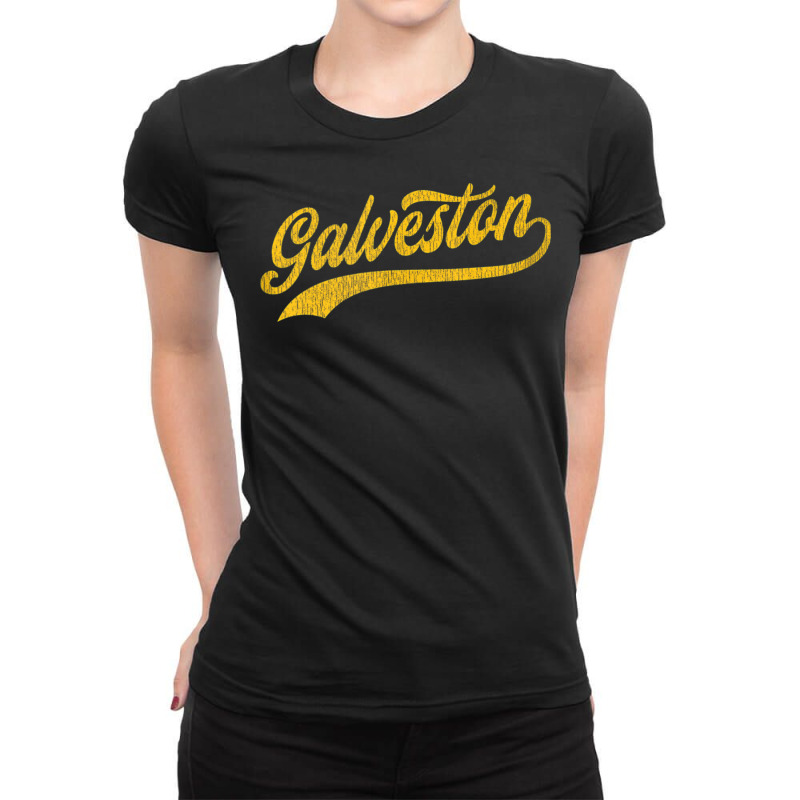 Galveston Tx Texas Classic Baseball Style Design Tank Top Ladies Fitted T-Shirt by cm-arts | Artistshot