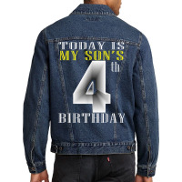 Today Is My Son's 4th Birthday Party 4 Years Old Party Gift Men Denim Jacket | Artistshot