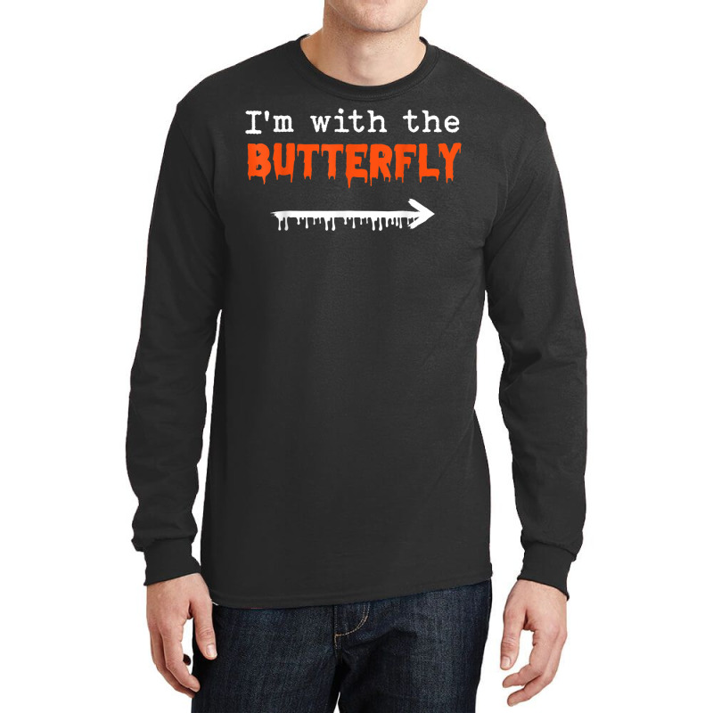 I'm With Butterfly Halloween Costume Party Matching Couples Long Sleeve Shirts | Artistshot