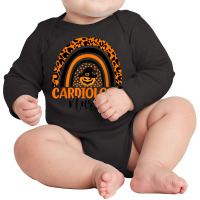 Cardiology Nurse Leopard Rainbow Halloween Pumpkin Nursing Long Sleeve Baby Bodysuit | Artistshot