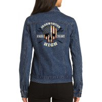 Ironworker Shirts Union Gift Design On Back Of Clothing T Shirt Ladies Denim Jacket | Artistshot