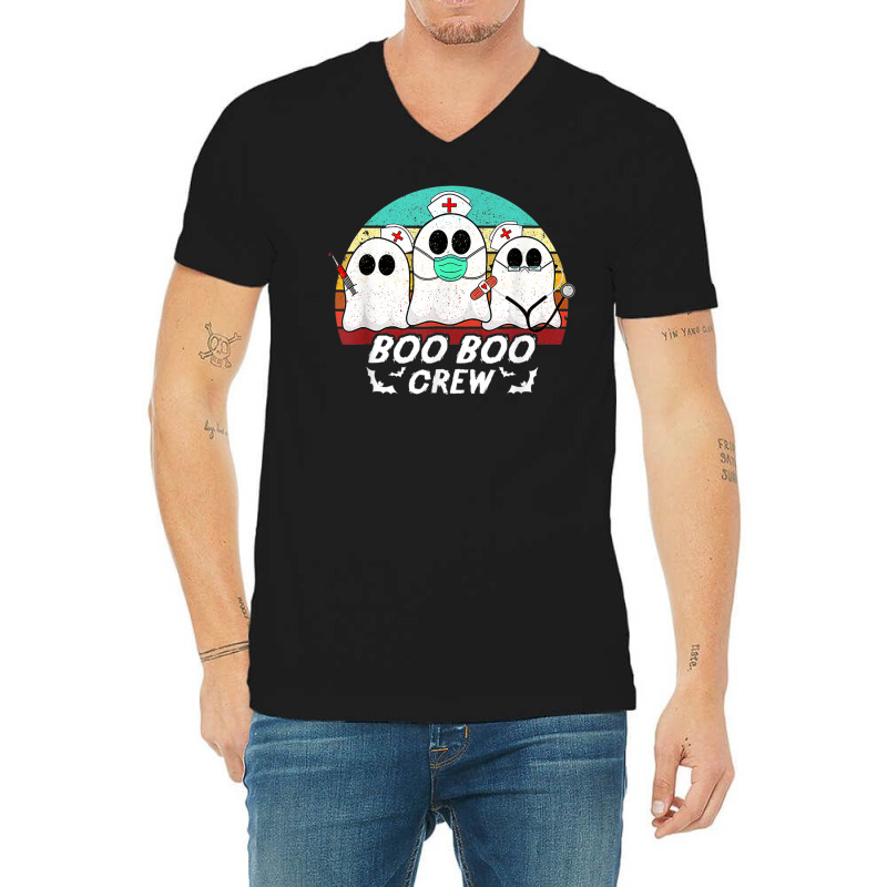 Boo Boo Crew Funny Nurse Halloween Ghost Costume Rn Vintage V-Neck Tee by Sapphire | Artistshot