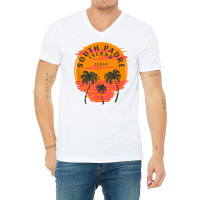 South Padre Island Texas Palm Trees Sunset Skull Beach T Shirt V-neck Tee | Artistshot