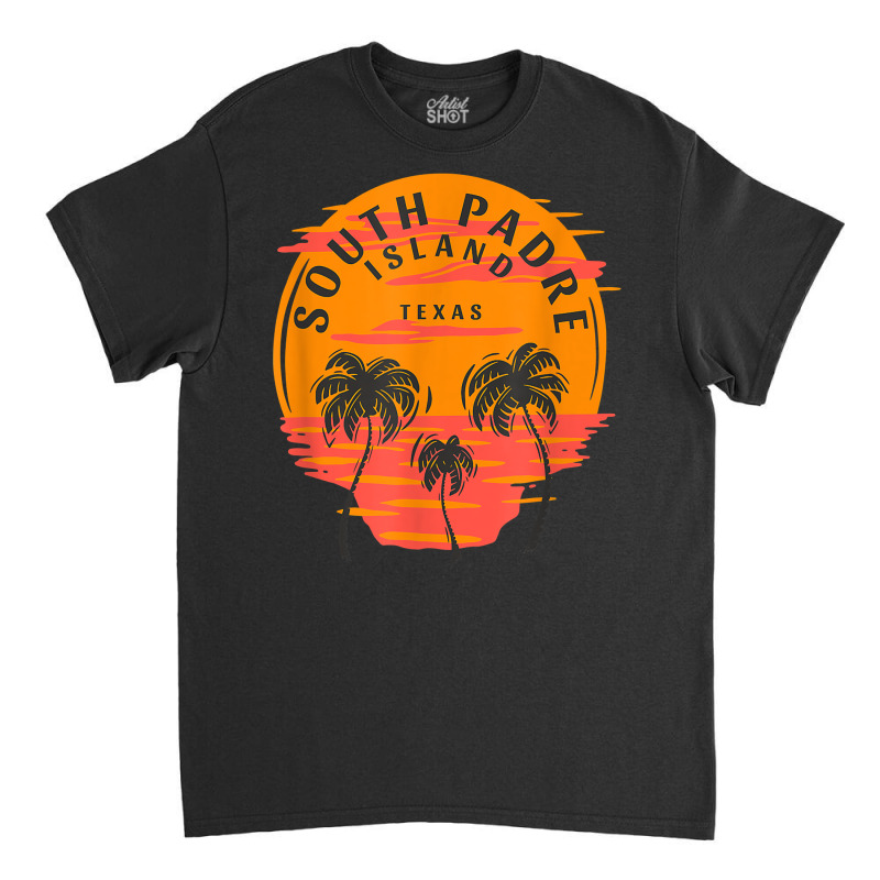 South Padre Island Texas Palm Trees Sunset Skull Beach T Shirt Classic T-shirt by cm-arts | Artistshot