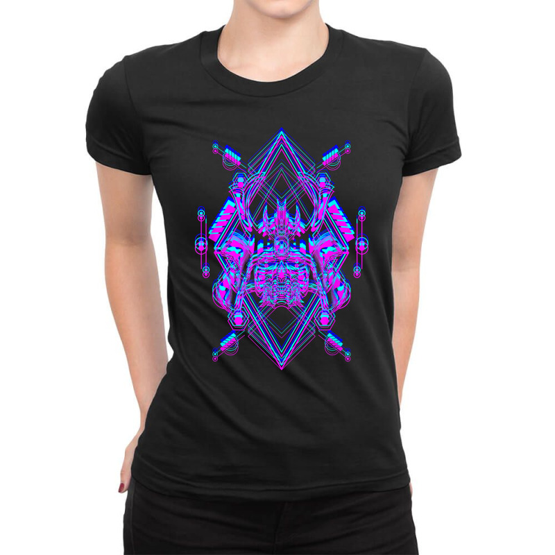 Samurai Mask Anime Demon Bushido Warrior Aesthetic Japanese T Shirt Ladies Fitted T-Shirt by cm-arts | Artistshot