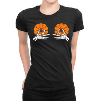 Tweaking Nipples Pumpkin Skeleton Hands Halloween Costume T Shirt Ladies Fitted T-shirt | Artistshot