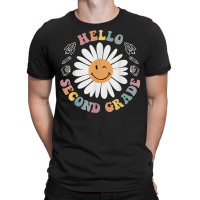 Hello Second 2nd Grade Smile Teacher Flower Groovy T-shirt | Artistshot