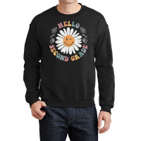 Hello Second 2nd Grade Smile Teacher Flower Groovy Crewneck Sweatshirt | Artistshot