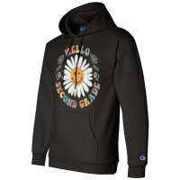 Hello Second 2nd Grade Smile Teacher Flower Groovy Champion Hoodie | Artistshot