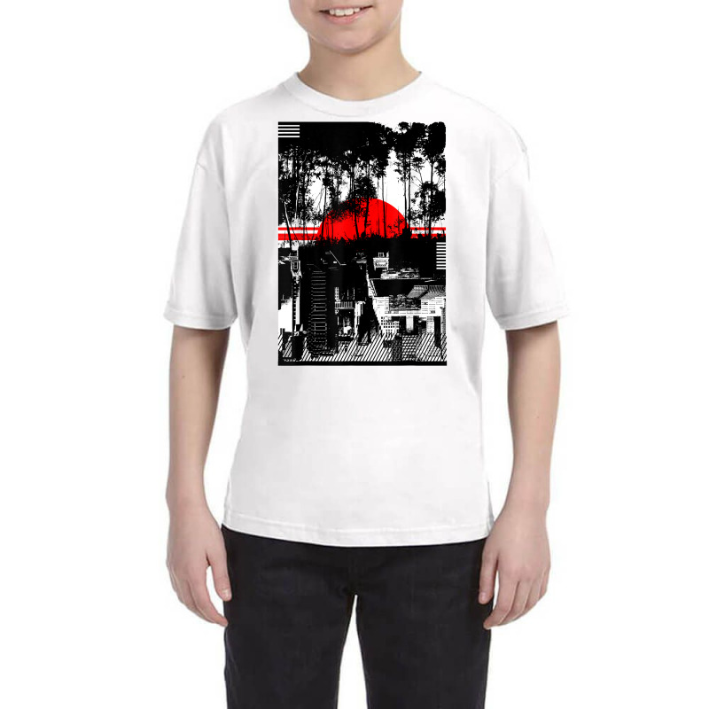 Urban City Silhouetted Tonal Black & White Graphic T Shirt Youth Tee by cm-arts | Artistshot