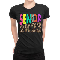 Senior 2k23 Leopard Lightning Bolt Class Of 2023 Graduation Ladies Fitted T-shirt | Artistshot