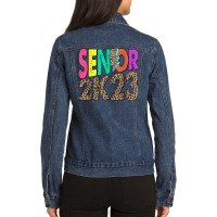 Senior 2k23 Leopard Lightning Bolt Class Of 2023 Graduation Ladies Denim Jacket | Artistshot