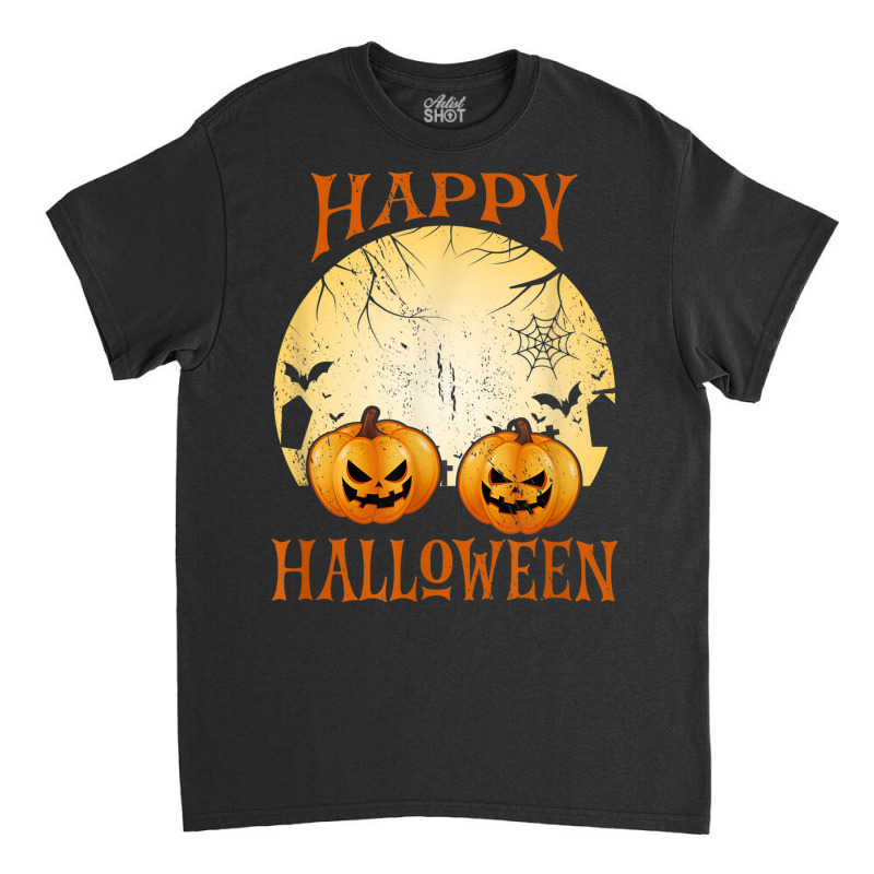 Womens Scary Spooky Halloween Moon Haunted Castle Night Classic T-shirt by Aquarius | Artistshot