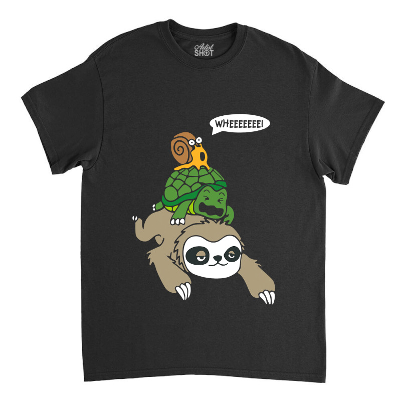 Sloth Turtle Snail Piggyback T Animal Running Wild Classic T-shirt by VictorCruz | Artistshot