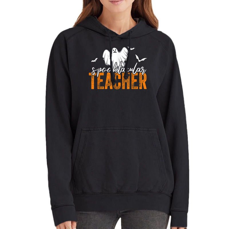 Spooktacular Teacher Spooky Ghost Teacher Halloween Women Vintage Hoodie by Complete | Artistshot