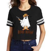 Spooky Season Funny Halloween Costume Ghost Western Boo Haw Scorecard Crop Tee | Artistshot