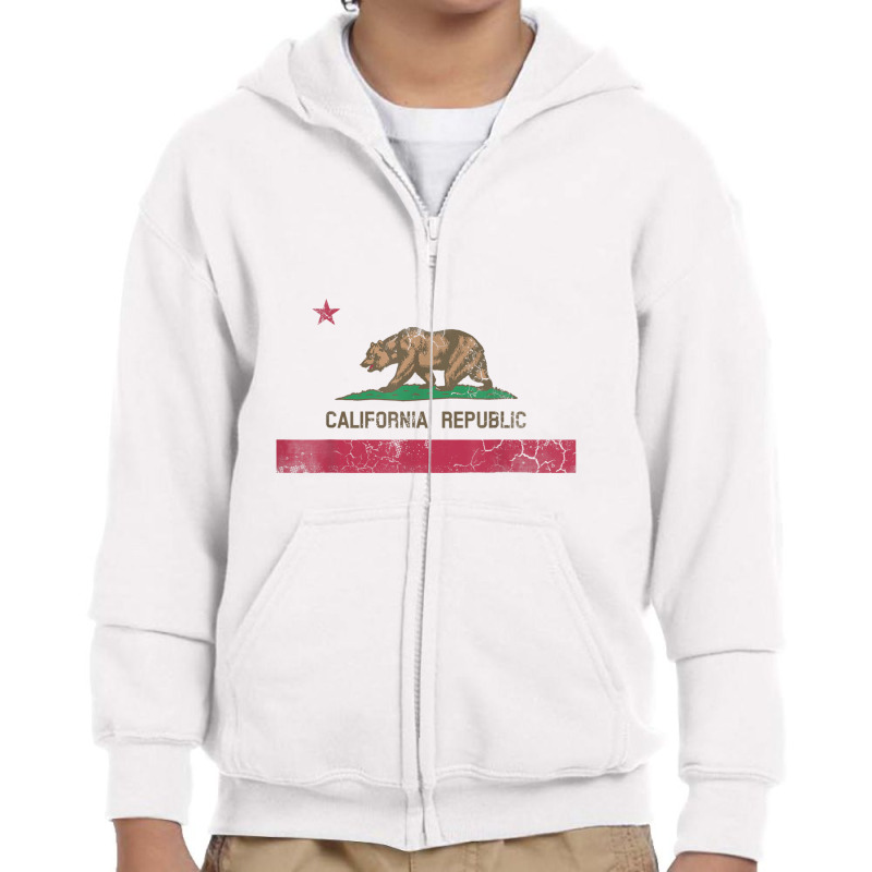 California Republic Flag State Vintage Fade Youth Zipper Hoodie by cm-arts | Artistshot