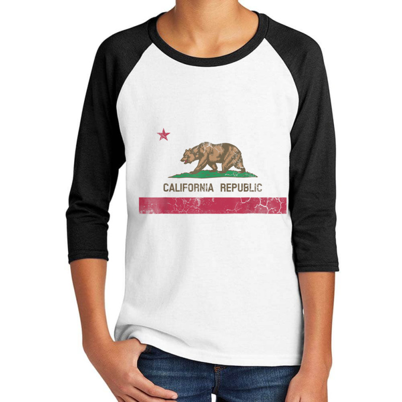 California Republic Flag State Vintage Fade Youth 3/4 Sleeve by cm-arts | Artistshot